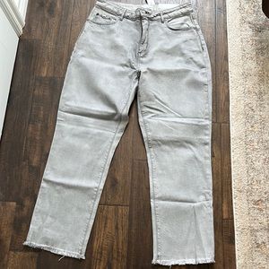 NEW LOFT Curvy High Rise Straight Crop Jeans in Gray Wash